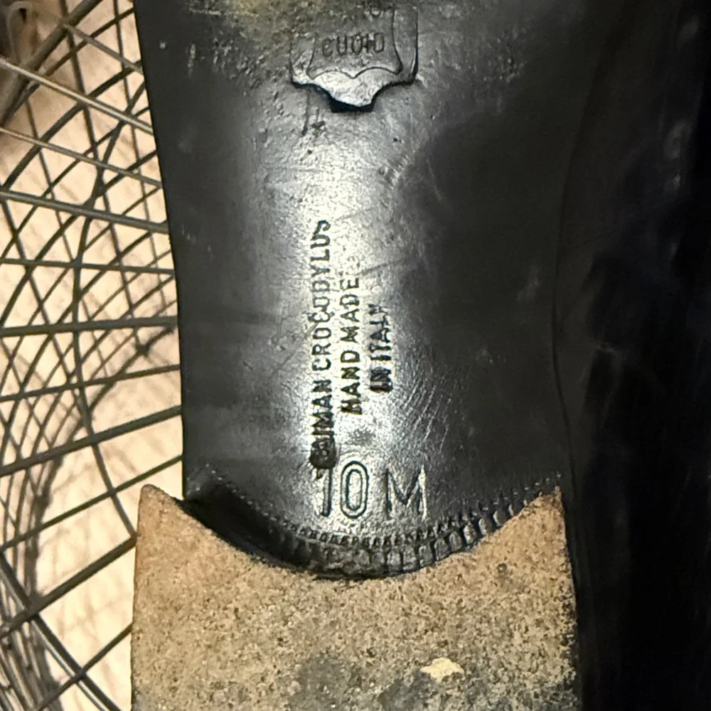 Bruno Magli Glossy Black Croc-Embossed Loafers - Picture 5 of 6
